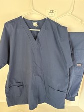 Cherokee Scrub Set Sz Lg Navy Blue Vneck Elastic Waist Unisex