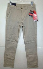 New Chaps Khaki Flat Front Pants Boys Sz 16 Reg Adjustable Waist 29x30 NWT