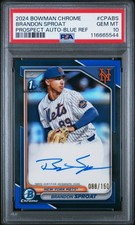 2024 BOWMAN CHROME PROSPECT AUTO BLUE REFRACTOR BRANDON SPROAT 88/150 PSA 10