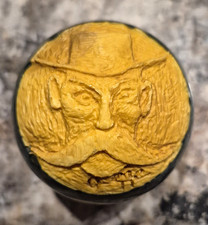 Boule de billard sculptée à la main #14 verte et jaune numéro 14 boule avec motif visage