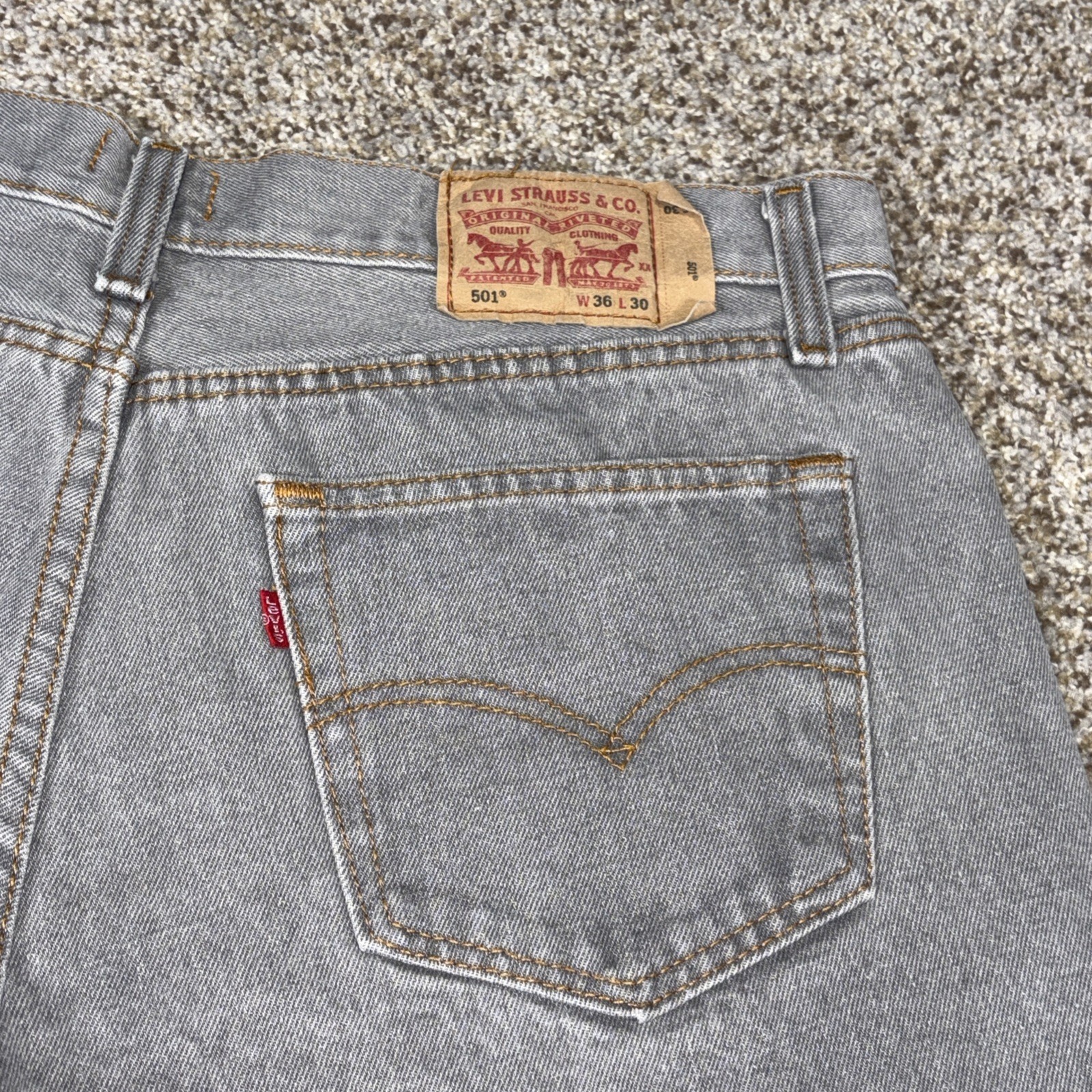 Levis Strauss 501 36x30 Fits 34 X 28 Button Fly Denim Cotton Jeans Gray - View 15