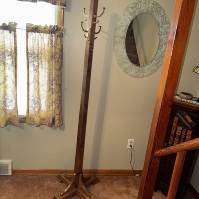 Antique Oak 6' Coat Rack (1920's??) Iron Hooks RARE OOAK? Or: LAST Of Its Kind? 