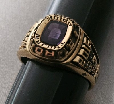 2015 AURORA HIGH SCHOOL Trojans Ladies Class Ring  sz 7 Purple Stone Horizon
