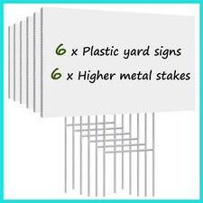 Blank Yard Signs with Stakes, 6 Pack Lawn Signs Corrugated Plastic 17x12 Inch...