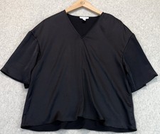 Nordstrom Womens Blouse Top Black V-Neck Shor...