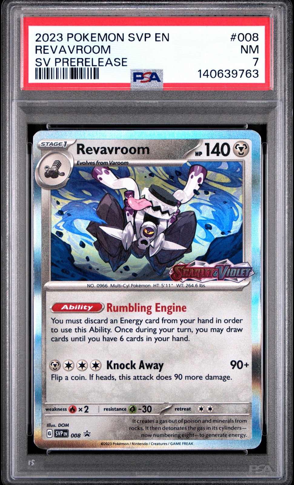 REVAVROOM #008 PRERELEASE STAMP POKEMON BLACK STAR PROMO 2023 SVP PSA 7 - POP 18