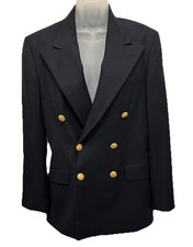 Vintage RALPH Ralph Lauren Dbl Breast Blazer Navy Wool Gold Button S10 USA READ