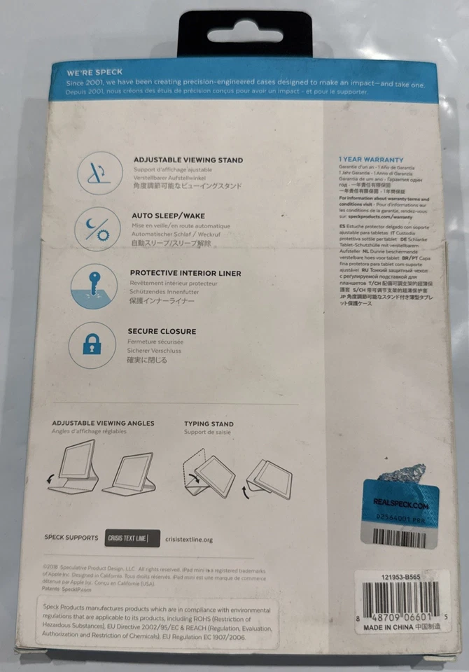 Speck Products StyleFolio Slim Case & Stand for iPad Mini 4 Black Drop Resistant - Image 3 of 4