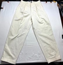 Polo By Ralph Lauren Pants Mens Size 32/32 White Cotton Pleated Chino Pockets