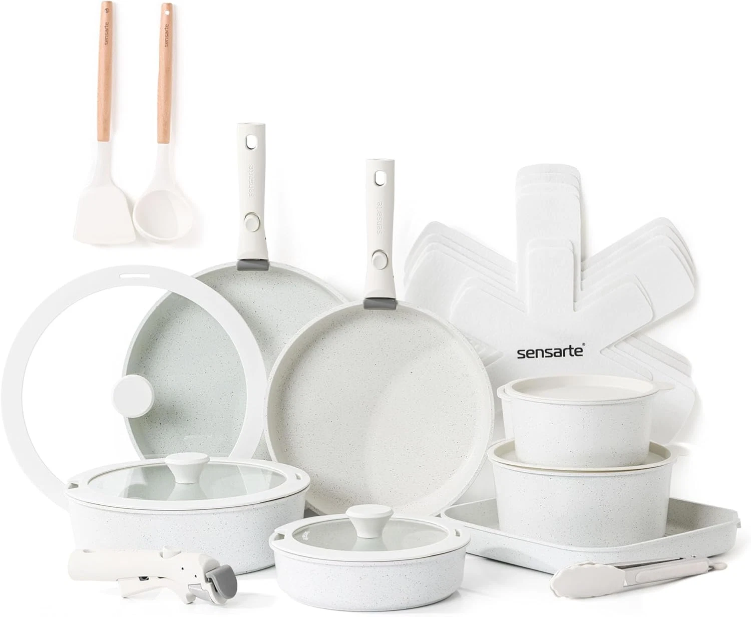 24-Piece Nonstick Cookware Set with Detachable Handle, Induction & Oven Safe