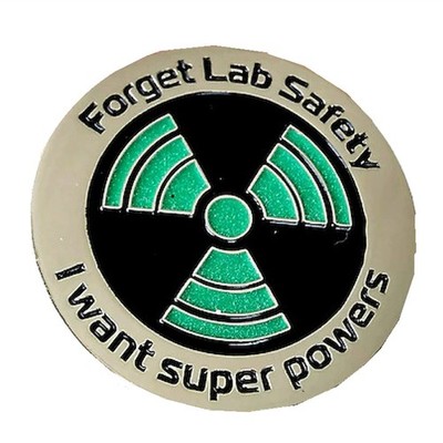 Wissenschafts-Emaille-Anstecknadel - Leuchtet im Dunkeln - ''Forget Lab Safe1783