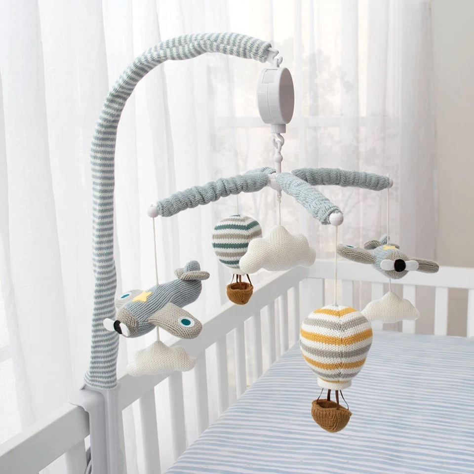 Baby Music Mobile - Up & Away Crib Toy, Sky Hot Air Balloon,Clouds Planes, Mu... - Image 2 of 4