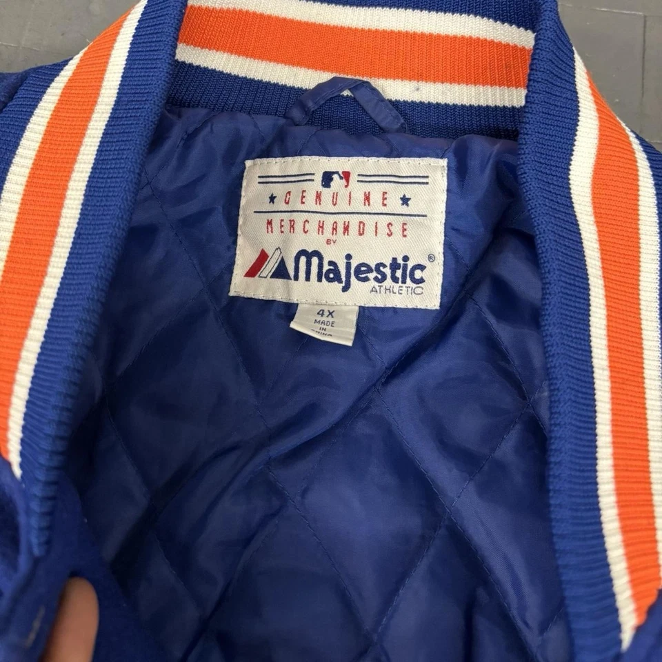 Vintage Majestic New York Mets Wool Embroidered Varsity Jacket Men's 4XL - Image 3 of 4