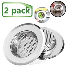 2 PCS Kitchen Sink Strainer Stopper Stainless Steel Drain Basket Waste Plug