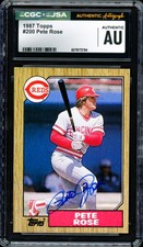 Pete Rose Autographed Signed 1987 Topps Card 200 Cincinnati Reds CGC x JSA