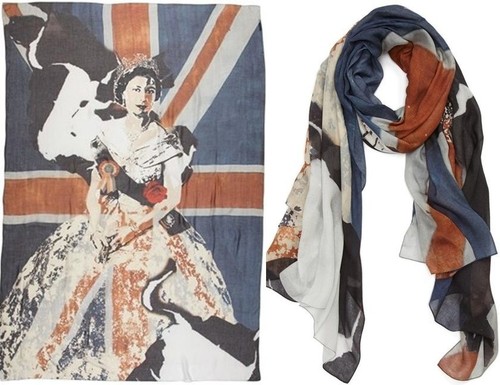 ALEXANDER McQUEEN VINTAGE QUEEN ELIZABETH BRITANNIA LARGE PASHMINA SCARF BNWT - Picture 1 of 8