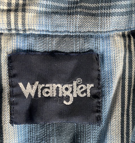 Wrangler Hemd Pearl Snap Herren 2XL Tall Langarm blau kariert Streifen Westernschnitt - Bild 9 von 12