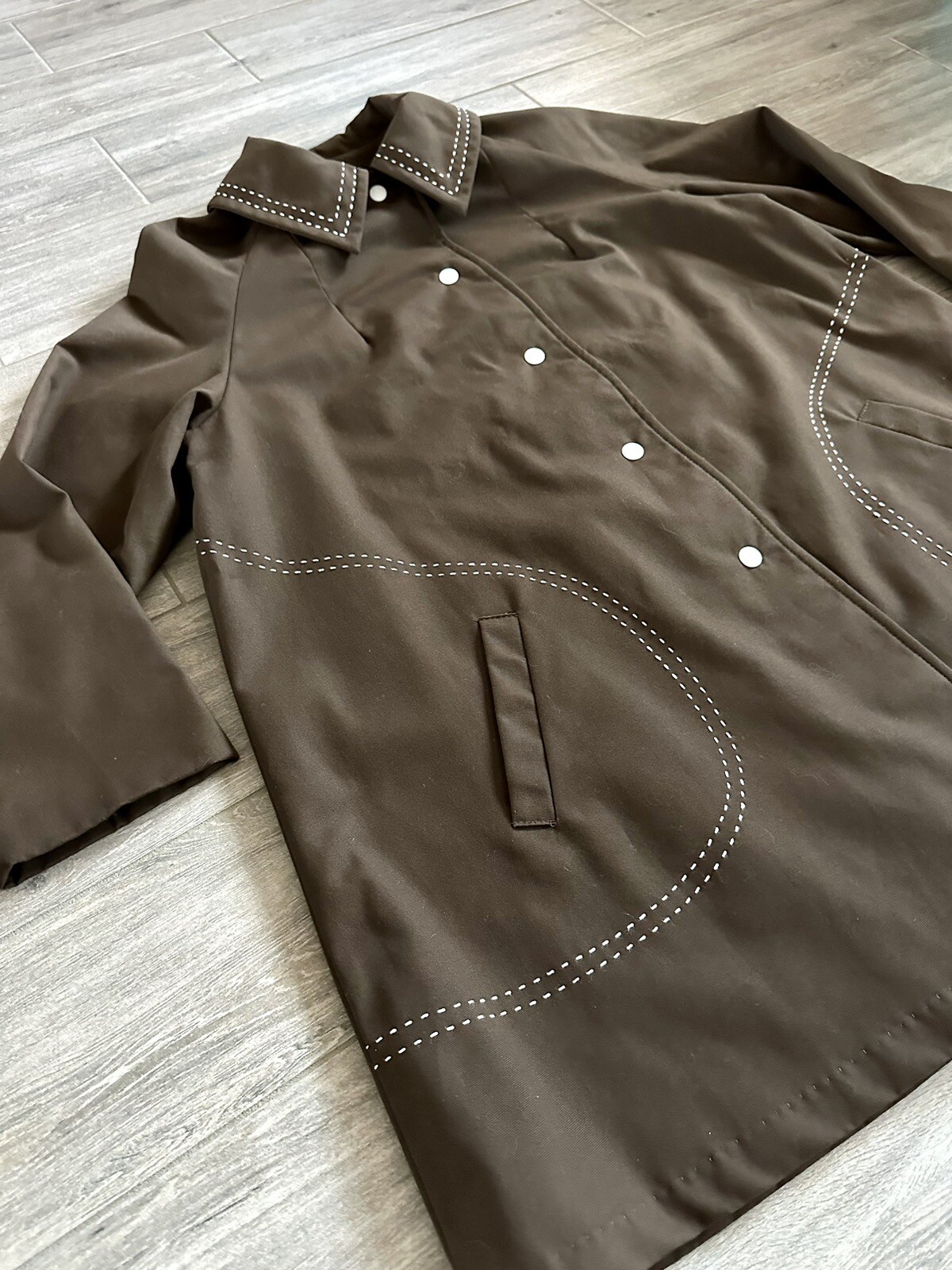 VTG 60'S SHARPEE BY SHARPE BROWN MID LENGTH SWING COAT CANVAS JACKET FITS M-L