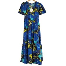 NWT! Christopher John Rogers Floral Puff Sleeve Tiered Dress Women 0 Indie Boho
