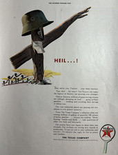 1943 Texaco Company Fire Chief Gas Heil German Helmet WW II Vintage Print Ad