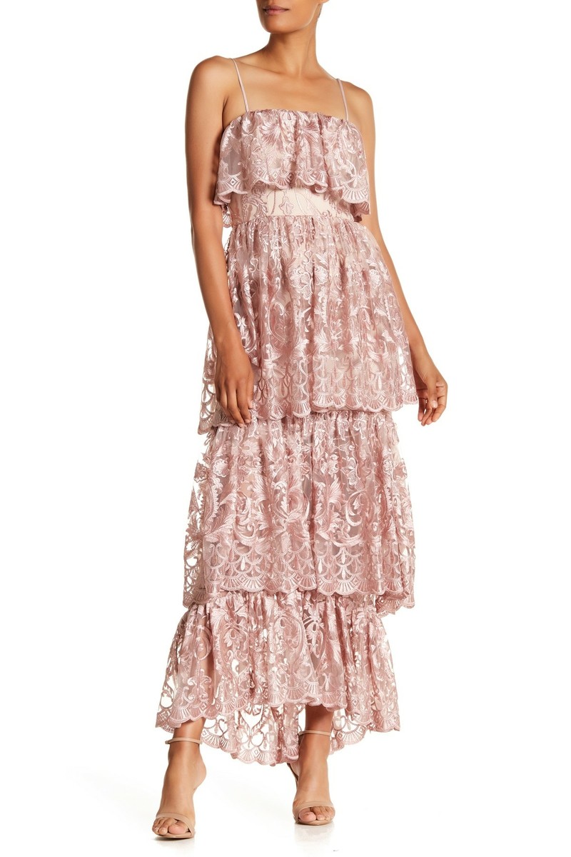 MONIQUE LHUILLIER Tiered Embroidered Floral Mesh Dress 6 Blush $695 | eBay MONIQUE LHUILLIER Tiered Embroidered Floral Mesh Dress 6 Blush $695 | eBay