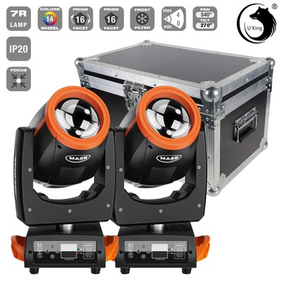 2x Sharpy Beam 230W 7R Led Moving Head DMX 16Prism DJ Bühnenlicht mit Flightcase