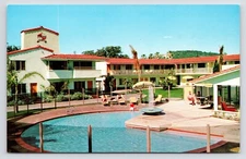 West Beach Motor Lodge Motel Pool Santa Barbara California CA 1950s Postcard