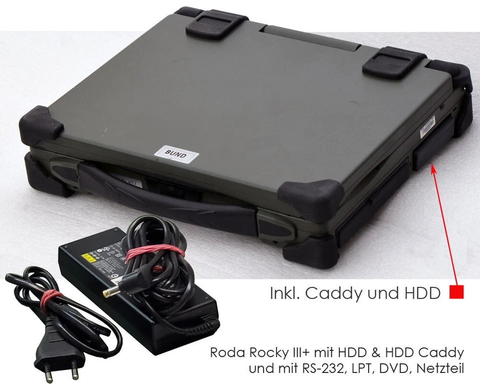 RODA ROCKY III+ NOTEBOOK 15" 38cm SSD RS-232 LPT PARALLEL MIT BAT WINDOWS 10 RO6 - Bild 4 von 4