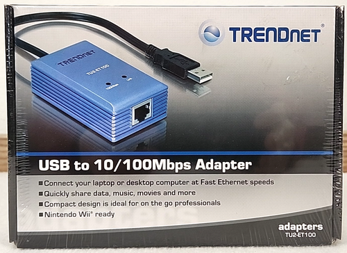 TRENDnet TU2-ET100 Fast Ethernet Adapter USB 2.0 to 10/100 Nintendo Wii Rdy NIB - Picture 1 of 10