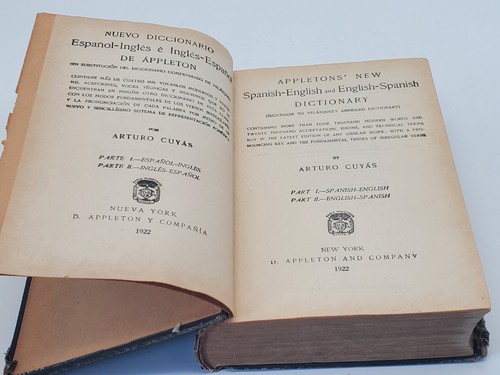 1922, RARE Appletons' New Dictionary, Span-Eng And Eng-Span By Arturo Cuyas - Picture 8 of 11