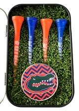 Florida Gators.. Golf Ball Marker in Gift Tin with 4 Gator Tees... Gift Box