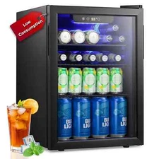 100-Can Beverage Refrigerator, Energy Efficient Wine Cooler Mini Fridge