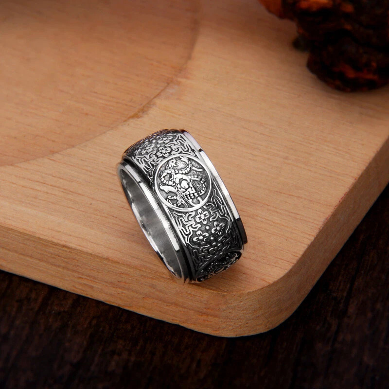 B25 Ring drehbar Tiere des Feng Shui Drache Phönix Tiger Schildkröte Silber 925 - Bild 4 von 4