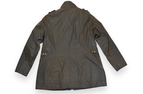Women's Barbour Defence Wax Jacket Olive Original Tartan England Size 18 - Picture 9 of 18