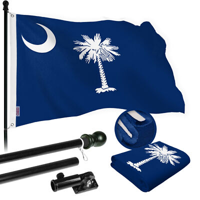 #ad #ad Combo: 5 Ft Flagpole Black amp; South Carolina Flag 2.5x4 Ft Embroidered Spun Poly $55.95