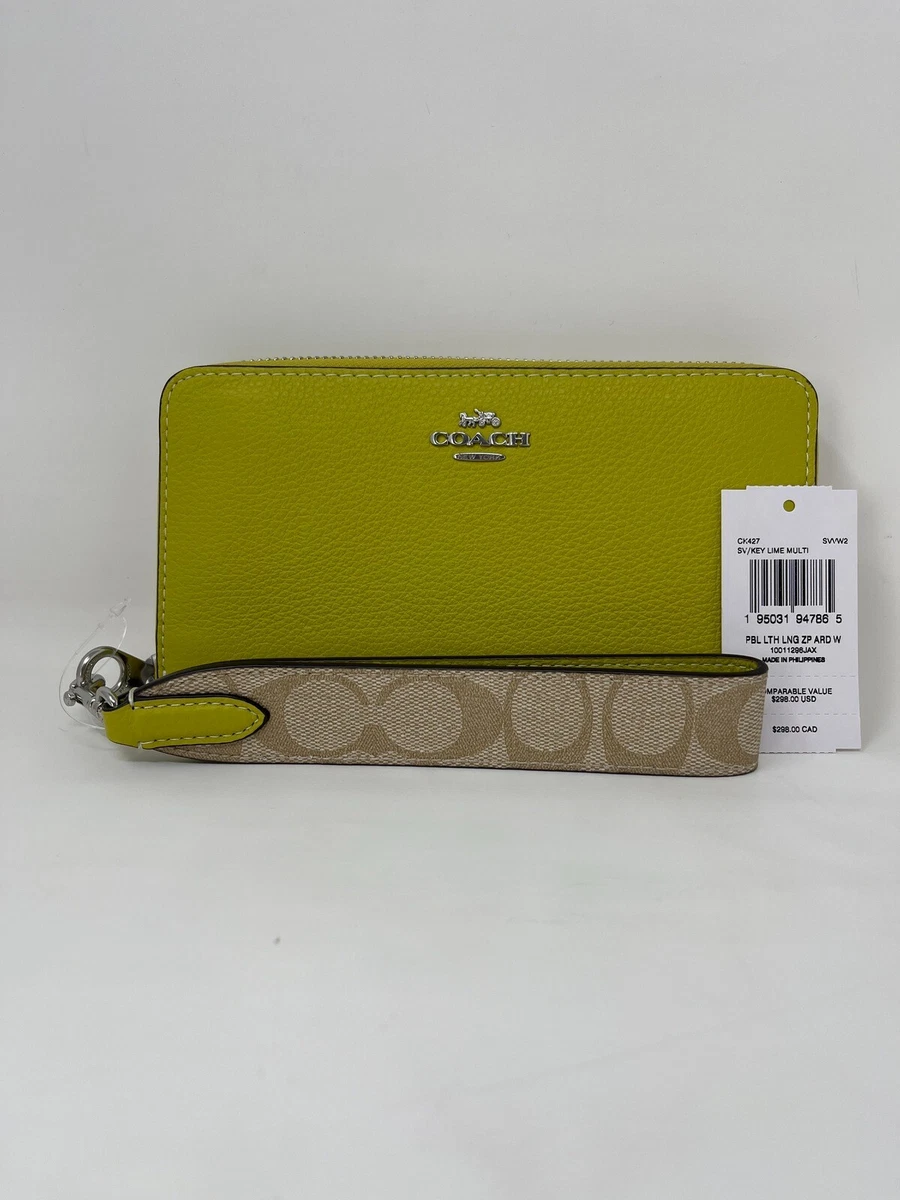 Coach top lime wristlet