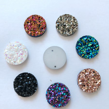 20PCS 14mm Rond Résine Ample Perles Sparkle Dos Plat Bricolage Mariage Couture