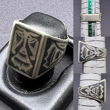 Antique Old Pure Sliver Islamic Blue Enameled Color Ancient Pure Sliver Ring