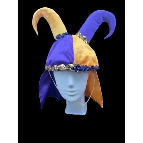 Mardi Gras Jester Hat with sequins, Carnival Jester Costume Hat, 6" spikes