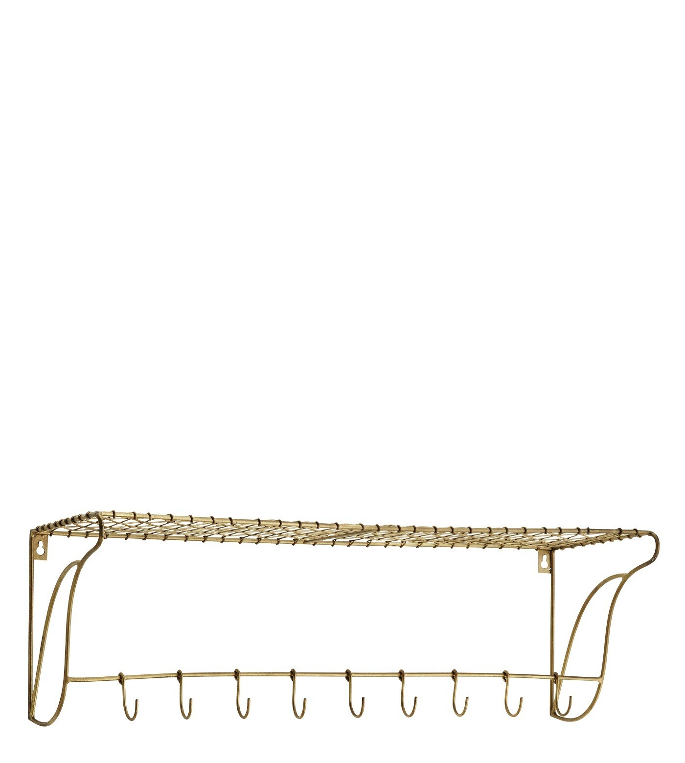 Brass Iron Wire Wall Coat And Hat Rack with Shelf & 9 Hooks New eBay