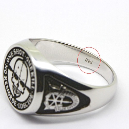 Scharfschützengewehr One Shot One Kill Army Special Force Militär Echt Silber Ring - Bild 6 von 8