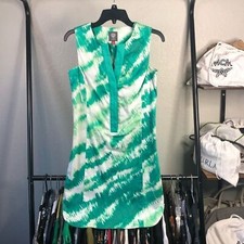VINCE camuto green zebra stripe tropical dress
