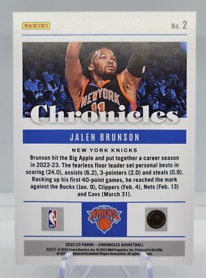 2022-23 Panini Chronicles JALEN BRUNSON #2 Pink MINT! | eBay
