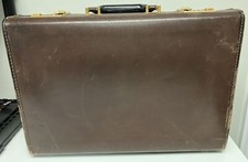 READ AD     Rare Vintage Coach Brown Leather  Brass Classic Briefcase