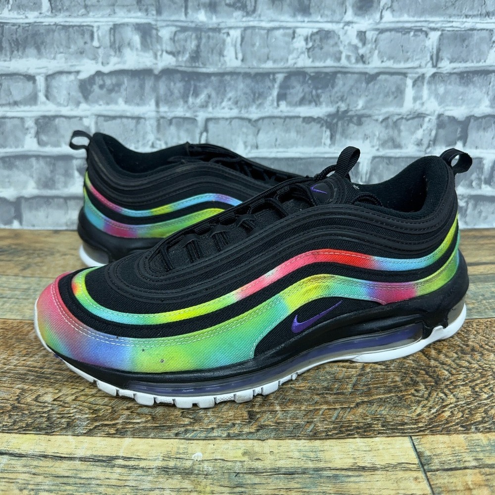 Nike Air Max 97 Tie-Dye Black Multicolor Running Shoes Men Size 8 CK0841-001