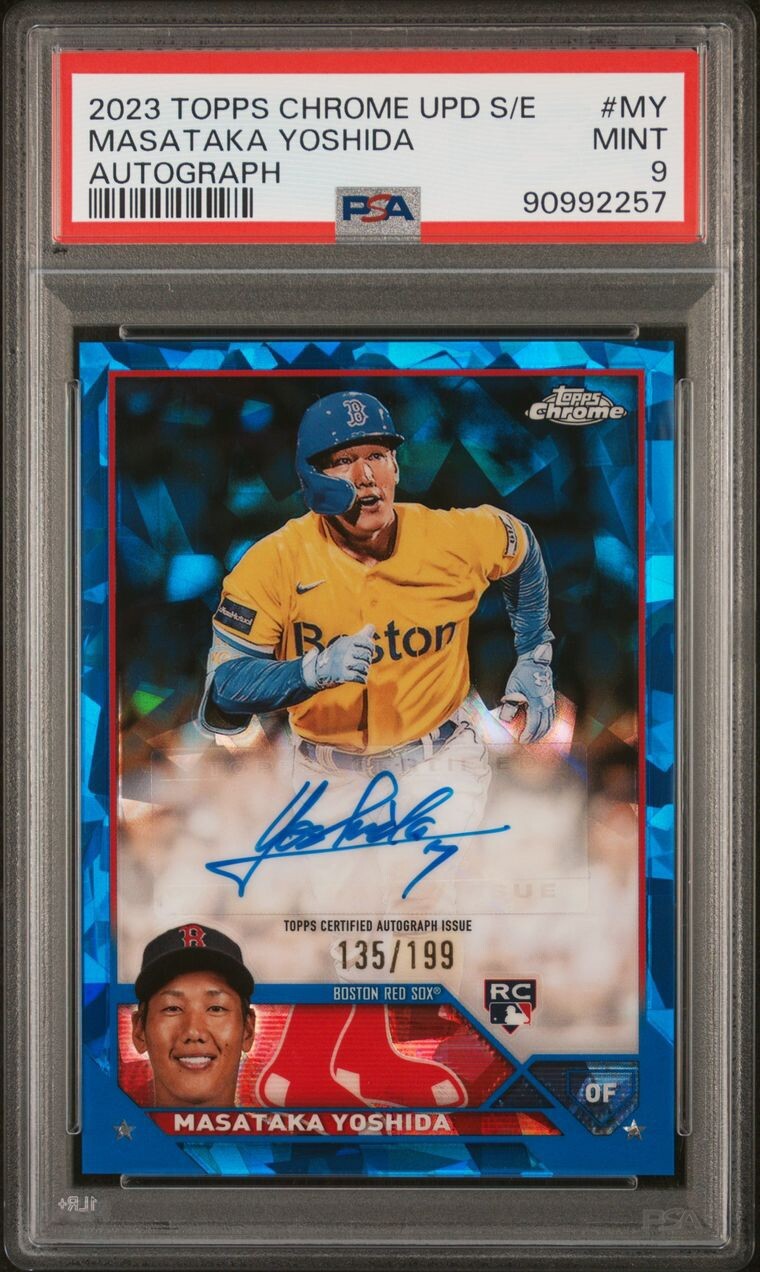 2023 Topps Chrome Update Sapphire Auto, Masataka Yoshida RC /199 PSA 9 Mint