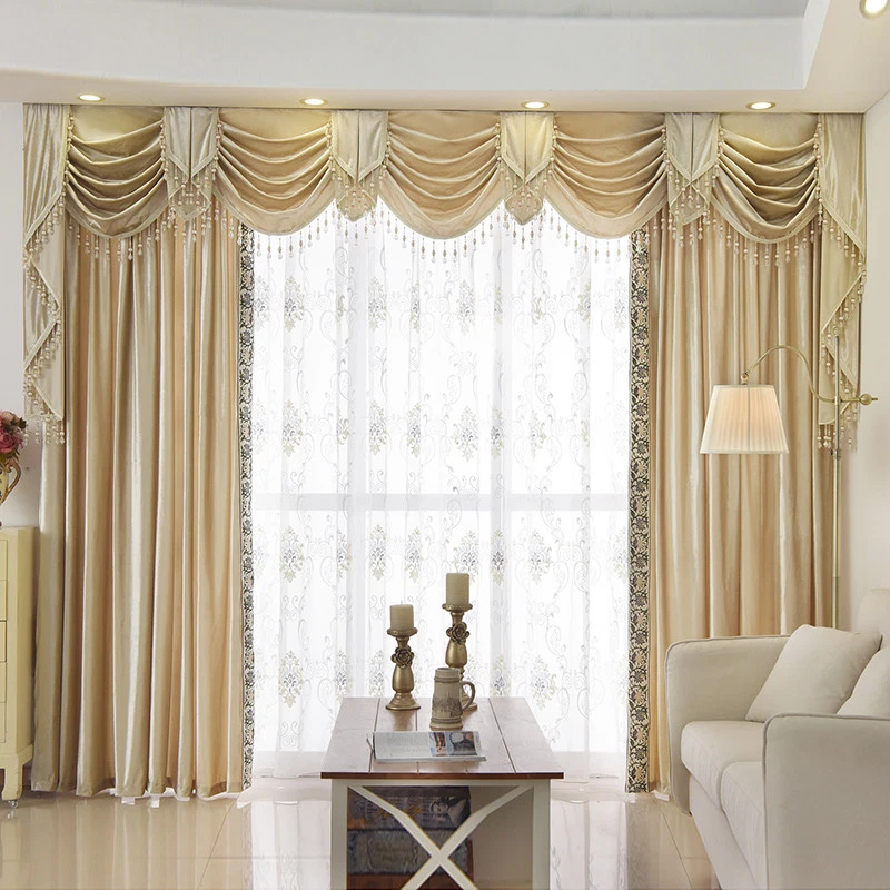 Italy high-grade silk velvet luxury thick solid cloth curtain valance tulle E788 - Image 2 of 4