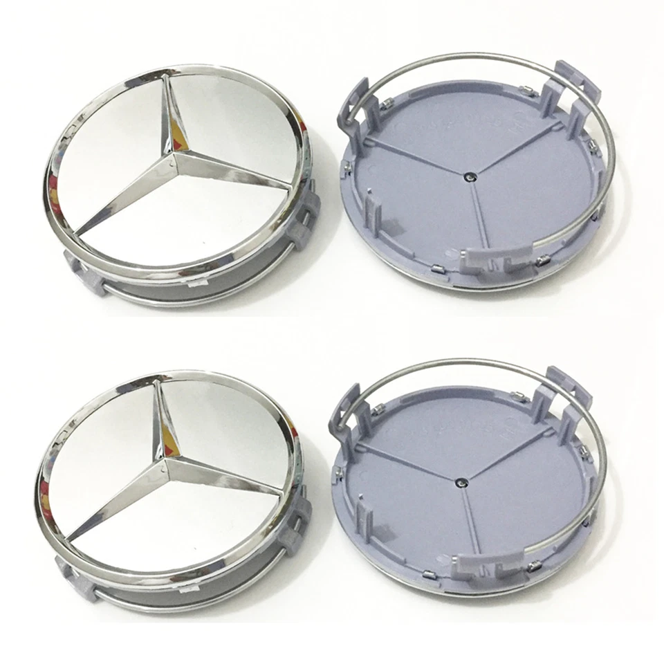 4PCS Silver Wheel Center Hub Caps Chrome  Rim Hub 75mm Fit For Mercedes Benz Foto 4 de 4