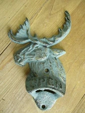 CAST IRON MOOSE BOTTLE OPENER OPEN CABIN DECOR BEER BAR SODA WALL MOUNT 