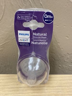 Philips Avent Natural Response Baby Bottle Nipples Flow 2, 0M+, 4pk, 0M+ 